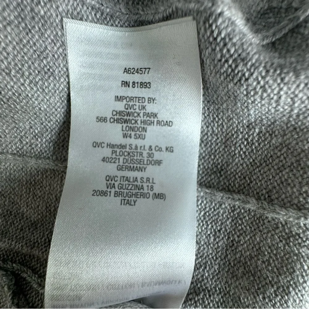 Isaac Mizrahi Live Gray Sweater Cable Knit Gemstone QVC Cardigan Size Small
